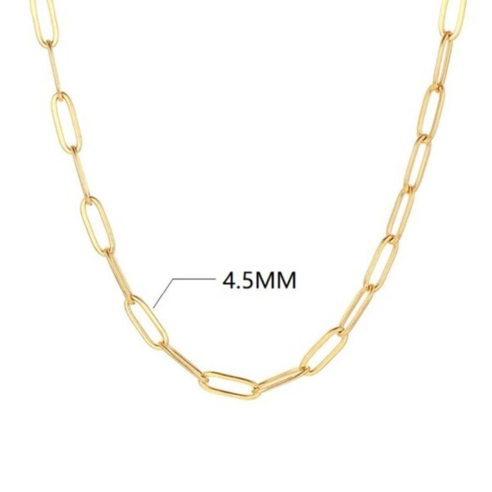 Layering Gold Paperclip Chain Necklace Versatile Waterproof Jewelry for Everyday - Picture 8 of 11